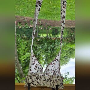 SHEIN Floral Smocked Top in White and Black